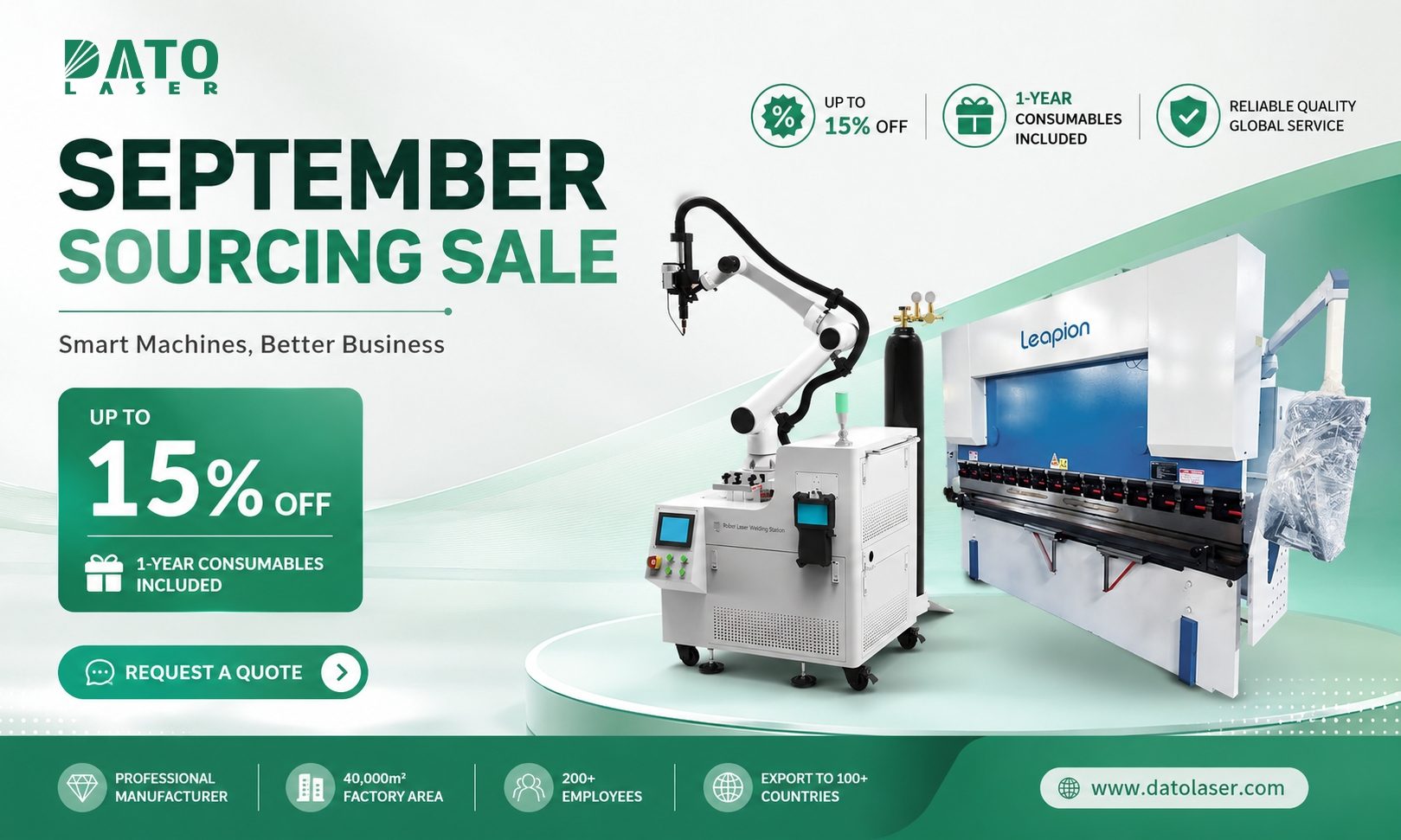 DATO LASER September Sourcing Sale 2026: Up to 15% Off Laser Welding Robots & CNC Press Brakes
